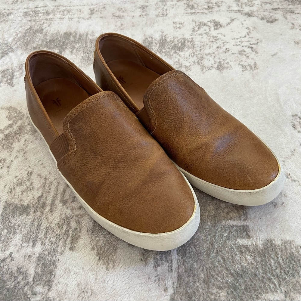Frye Tan Leather Slip-On Flats